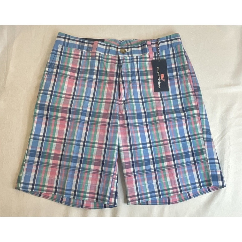 Vineyard Vines Flat Front Casual 9" Breaker Shorts Men's Size 30 Plaid‎ NWT